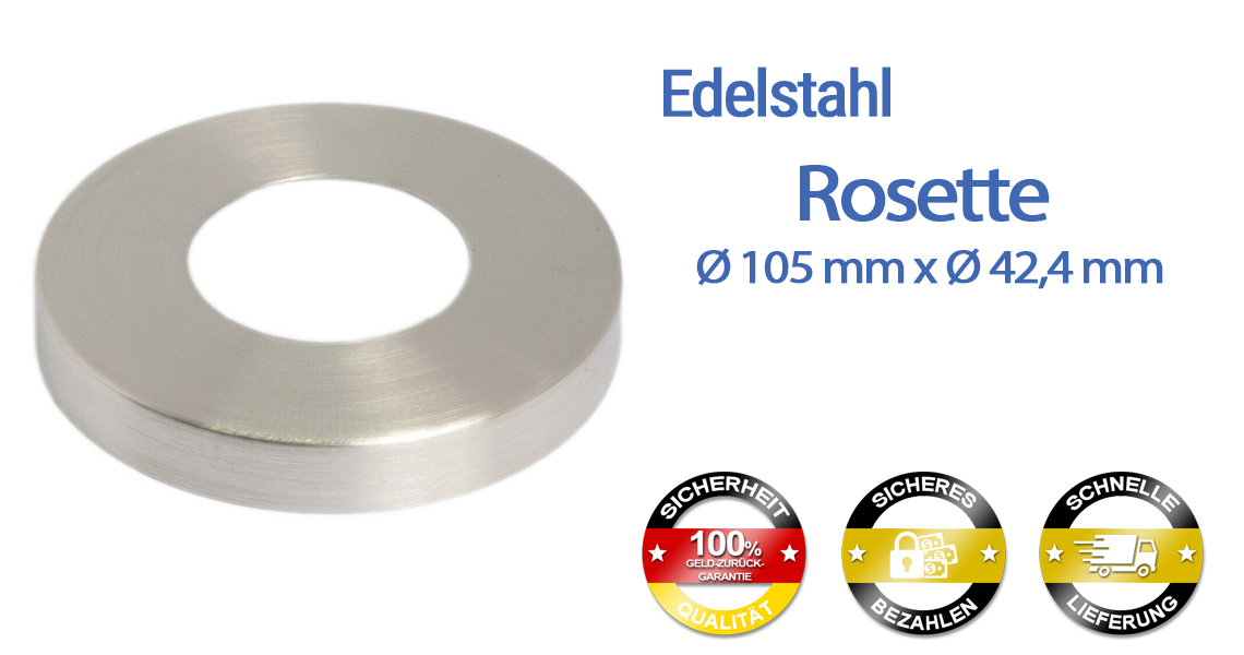Rosette Edelstahl V2A ø 105 x 25mm für Rohr ø42,4mm 2-teilig